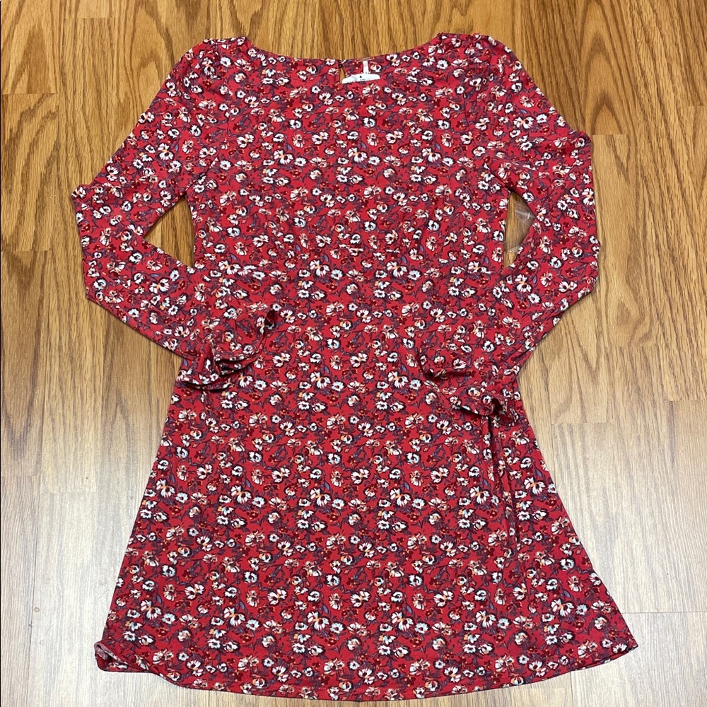 Free People Red Floral Midi Dress Size Medium